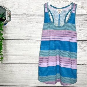 Mossimo Supply Co. Blue Pink & Teal Green Striped Racerback Tank Top Size Small